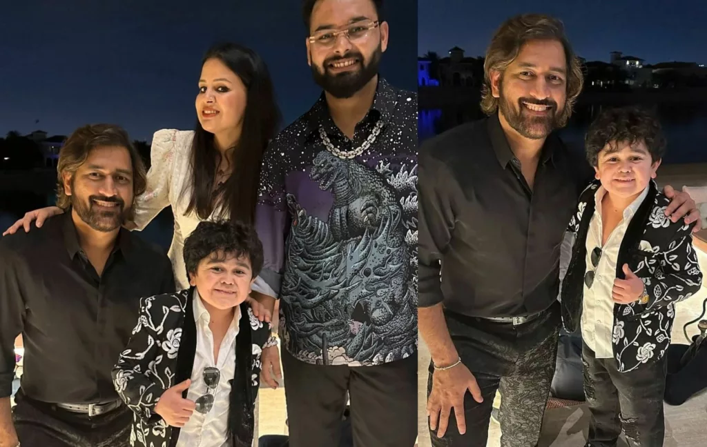 MS Dhoni and Rishabh Pant pose with Big Boss 16 participant Abdu Rozik in Dubai