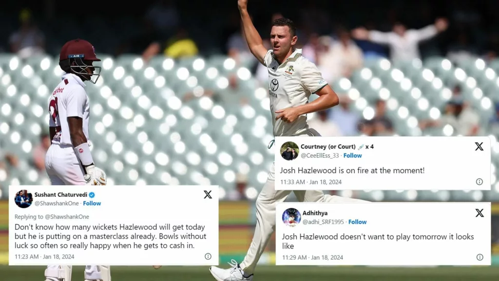 "Scoreboard might need a rest to catch up with his wickets" – Twitter reacts to Hazlewood's stellar spell in 1st AUS vs WI Test 