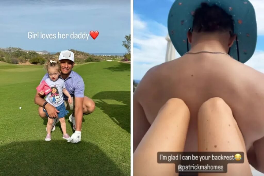 Patrick Mahomes shows off his 'dad bod' while on a beach vacation in Mexico